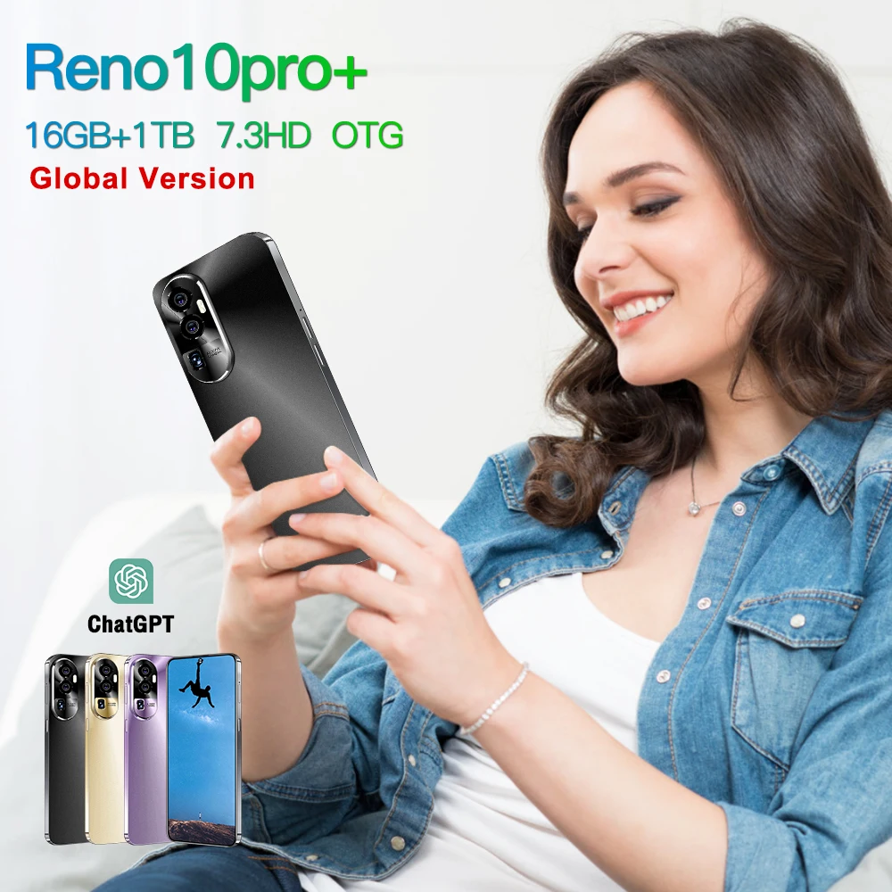 2023 New Reno10pro+ flagship 6.53 inch 16+1TB smart phone simultaneously supports 2 mobile phone cards + memory card ultra book