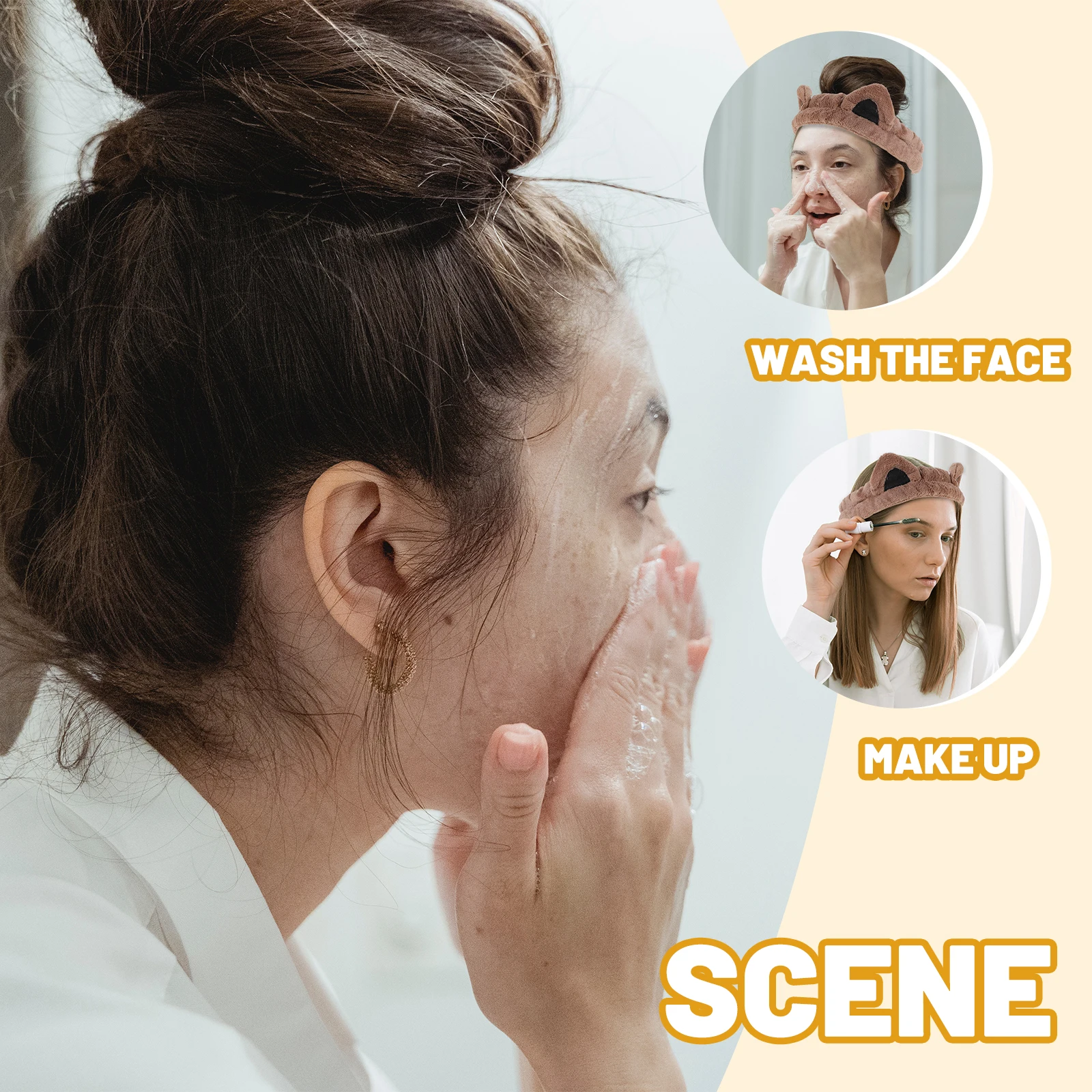 

Creative Cat Ears Headband For Women Face Washing Makeup Skincare Spa Hairband Animal Ear Design Daily Wear Comfortable Fabric