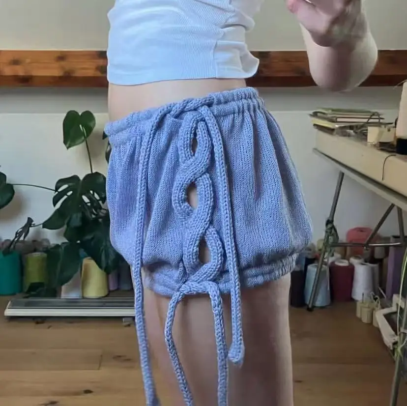 Sommerliche, mehrfarbige Blütenknospen-Shorts für Damen, hohe Taille, schlank machend, locker und vielseitig, lässiger Stil. – Detail 1