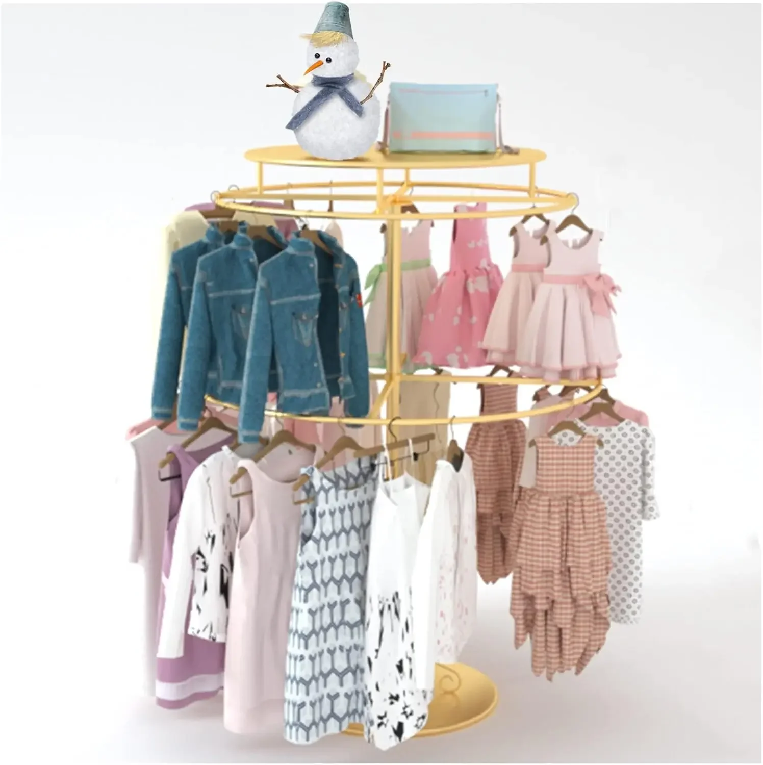 Kids Clothing Rack for Boutiques, Floor-Standing Circular Children Garment Rack Stand, Retail Display Costume Coat or Underwear