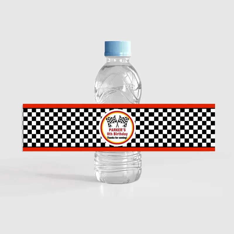 Race Car Birthday Party Decor Bottle Wraps Custom Name Racing Water Bottle Label Personalized Stickers Baby Shower Baptism Party