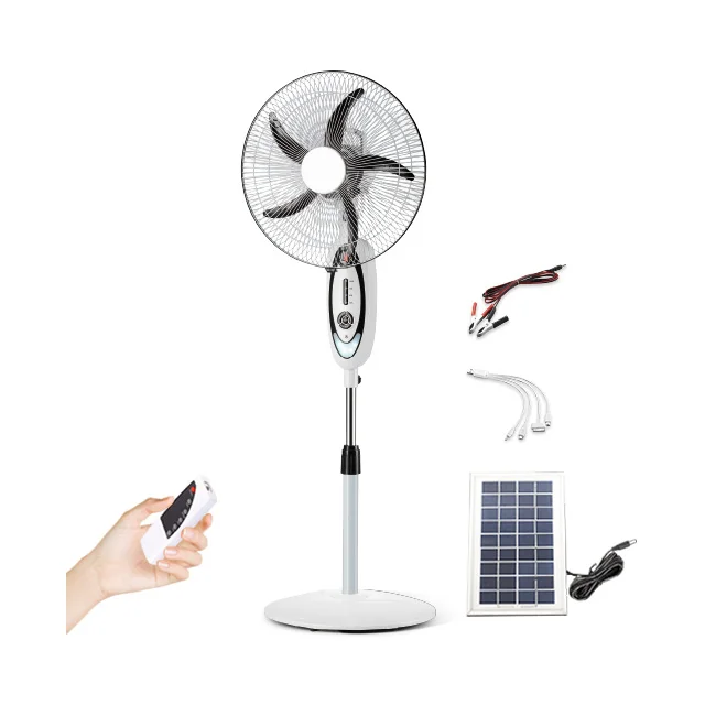 CHANGRONG Rechargeable Solar Powered Stand Fan with Remote Control AC/DC Solar Charging Pedestal Fan Plastic 16 18 Inch 220V 35W