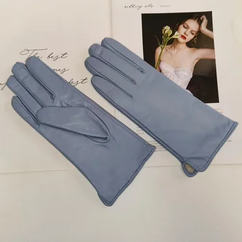 シープスキン手袋女性の新しいニット裏地春クラシック多用途マルチカラードライビンググローブレザー秋