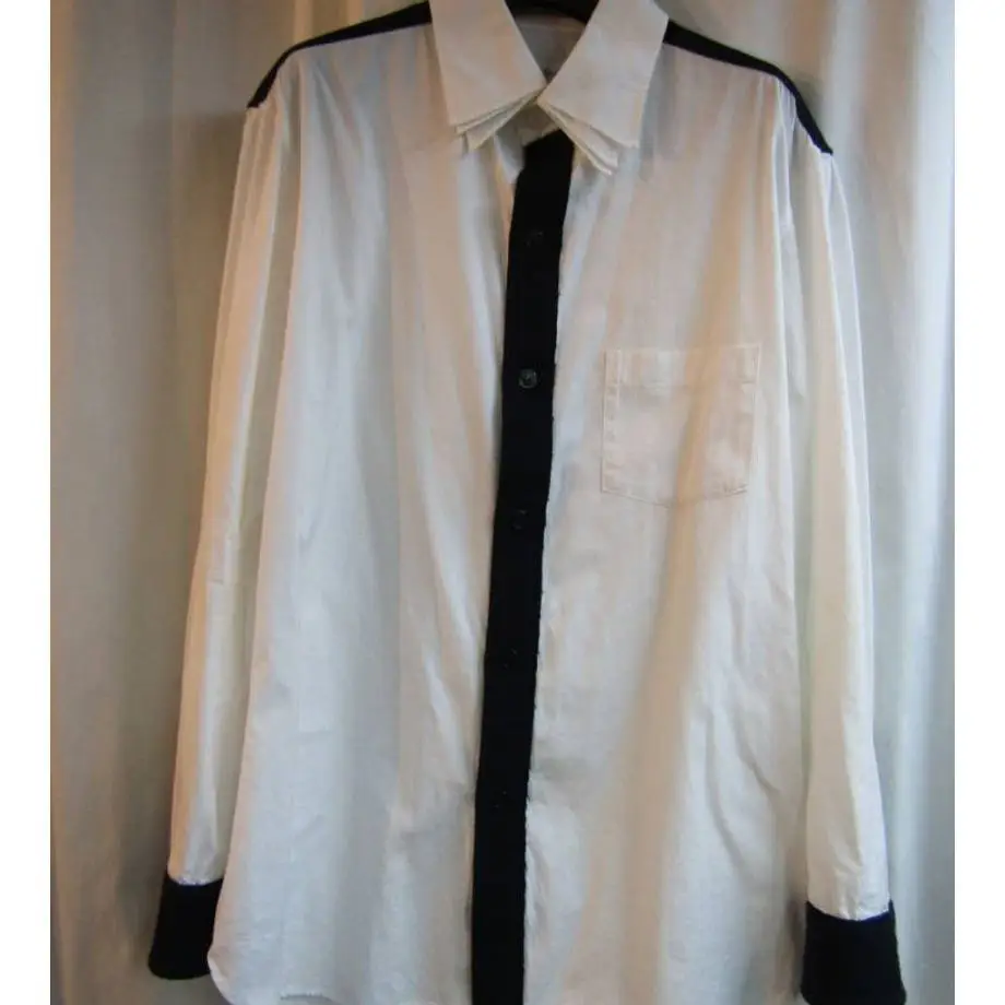 

ТОП-ЯМАМОТО ® Простая и повседневная белая рубашка с длинными рукавами, мужская свободная рубашка контрастного цвета с лацканами