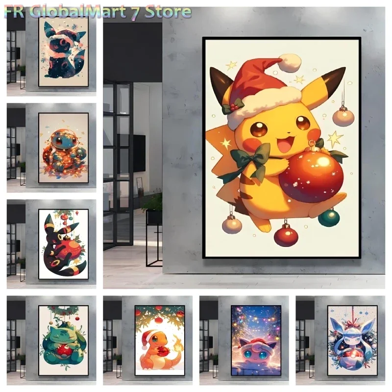 Canvas HD Prints Pokemon Pikachu Poster Cute Cartoon Character Picture Home Child Room Decorative Painting Christmas Gifts
