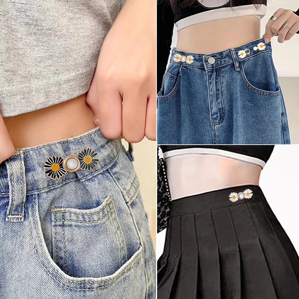 4 pezzi pantalone tenditore in vita bottoni di Jeans staccabili per Jeans larghi Set di fibbie in vita con bottoni di Jeans regolabili senza cucitura richiesta