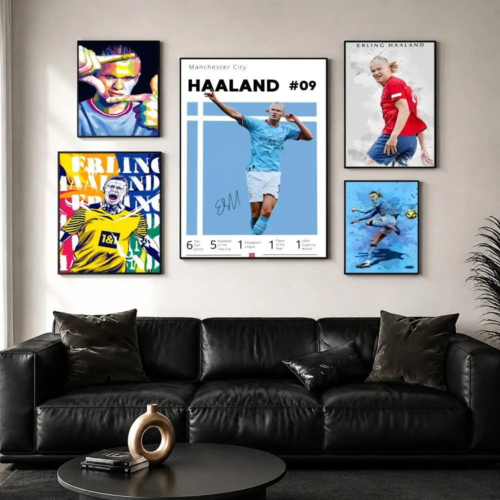 E-erling H-haaland Painting Calligraphy Wall Art Canvas Poster Premium Home Decor Print for Living Room Bedroom