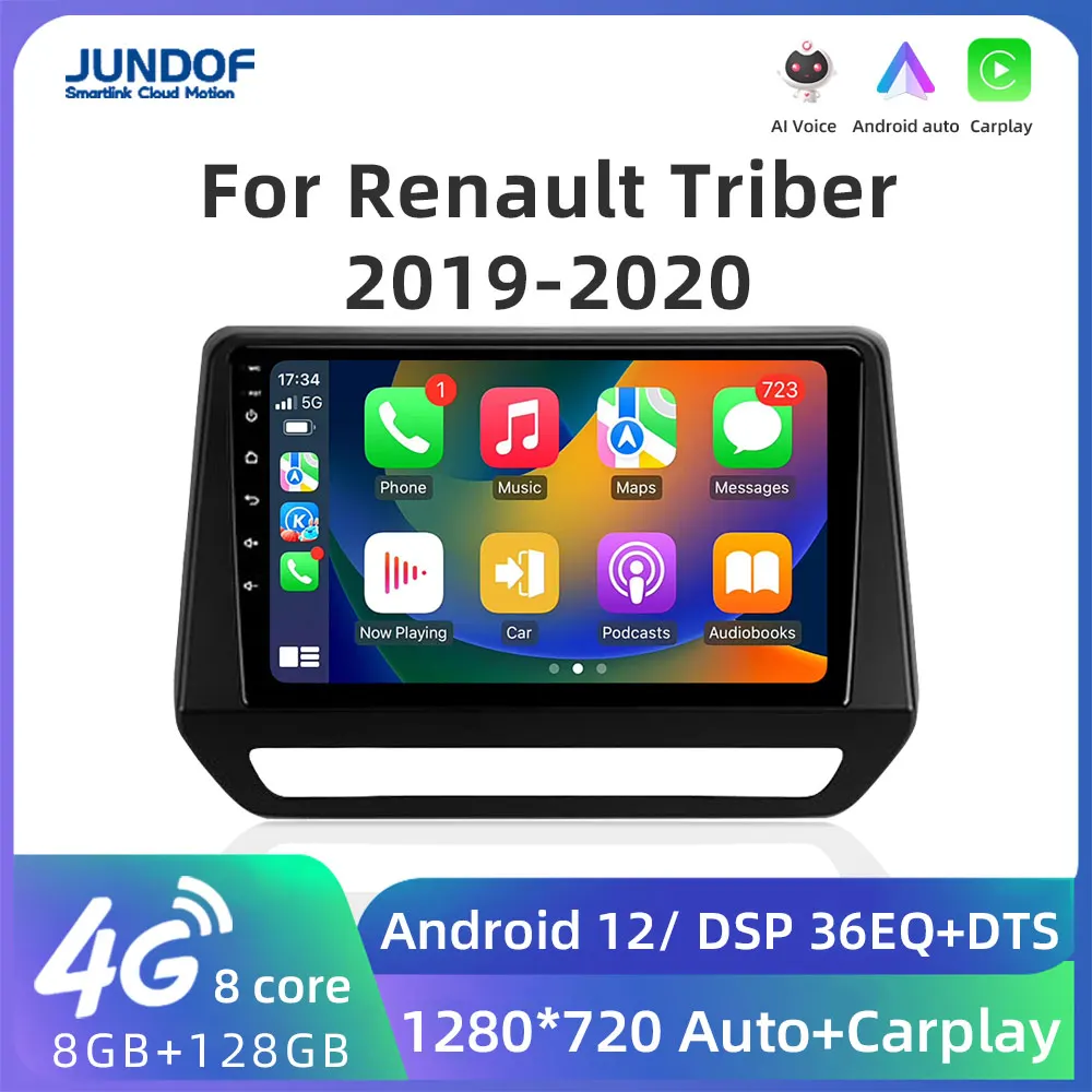 

Автомагнитола Jundof для Renault Triber 2019-2020, 2Din, Android 11, радио, стерео, мультимедийный видеоплеер, Авторадио для Carplay, FM, 36EQ, DSP