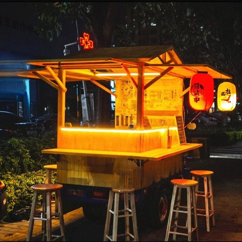 Burning bird stall car Japanese wooden house stall sales truck Ramen wonton stall snack sales car