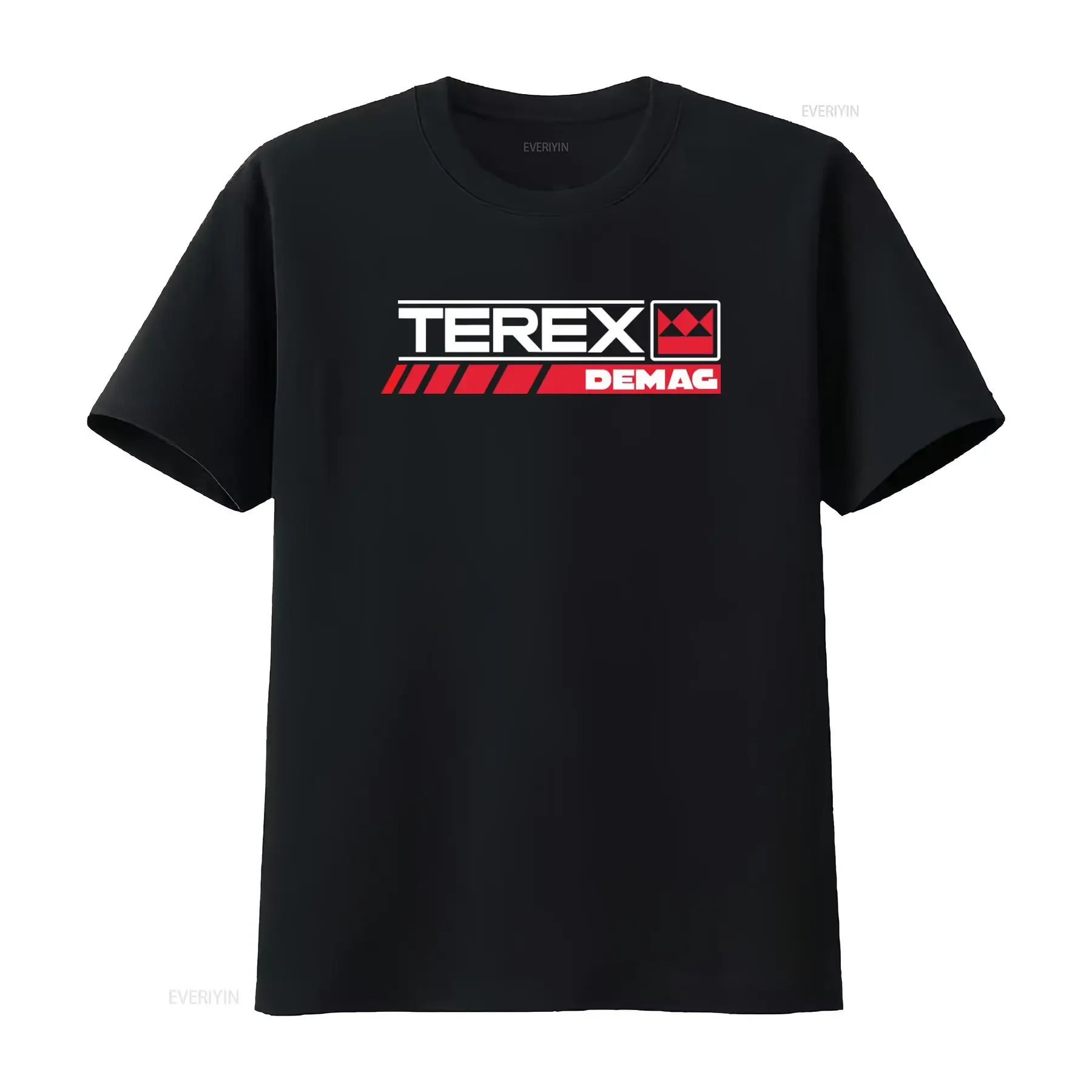 Camiseta masculina preta com estampa Terex Demag Crane, tamanhos S 5XL, roupas de designer vintage lavadas, gráfico casual, elegante e confortável