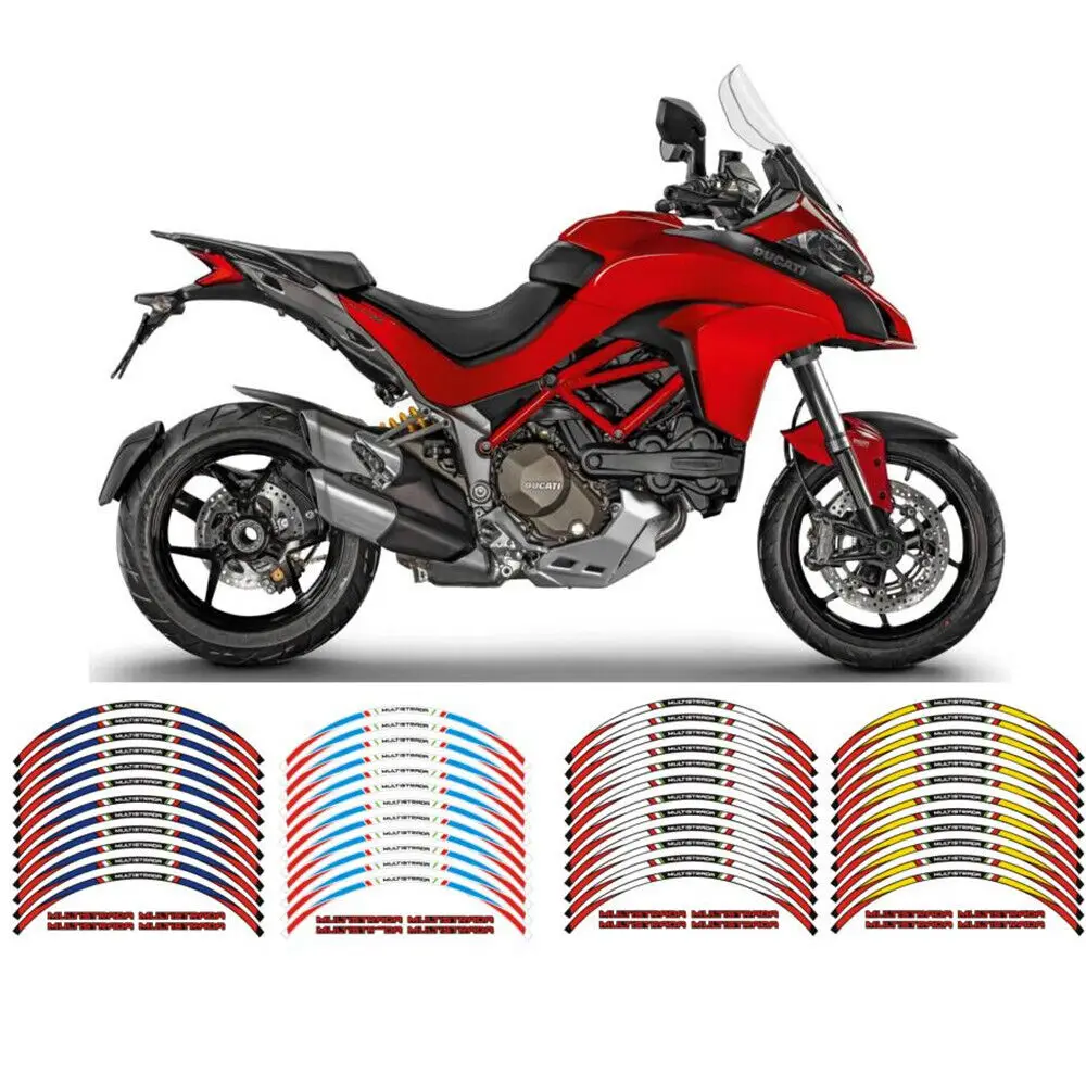 

Motorcycle Accessories 17" Wheel Rim Stripes Sticker Decal For DUCATI MULTISTRADA 1260 1200/S 950 V2 V4