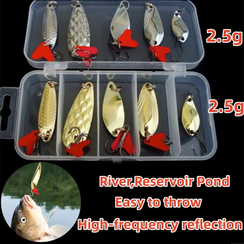 10PCS/Set Gold And Sliver Metal Jig Spoon Spinner Fishing Lure Wobbler Bait Set with Fishing Tackle Box Kit For Fishing