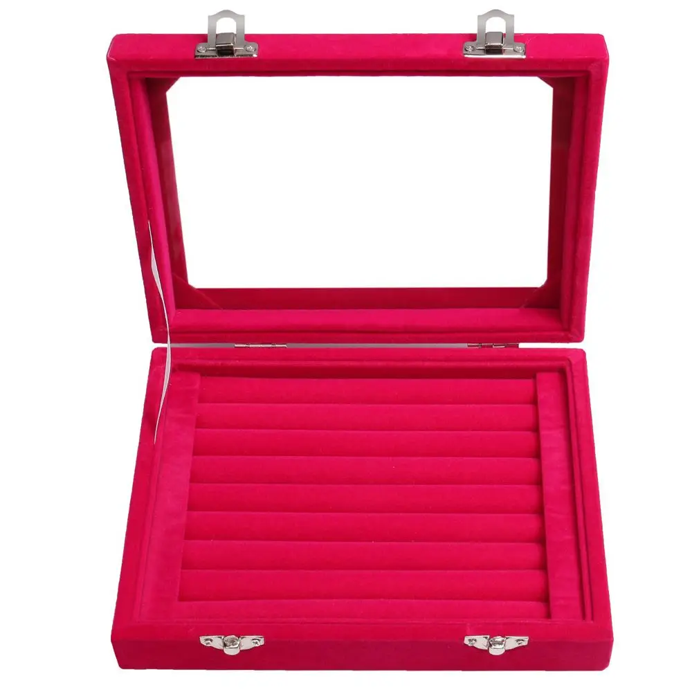 

Vintage Portable Finger Rings Velvet Rectangle Jewelry Show Box Rings Displays Case Jewelry Packaging Storage Korean Gift Box