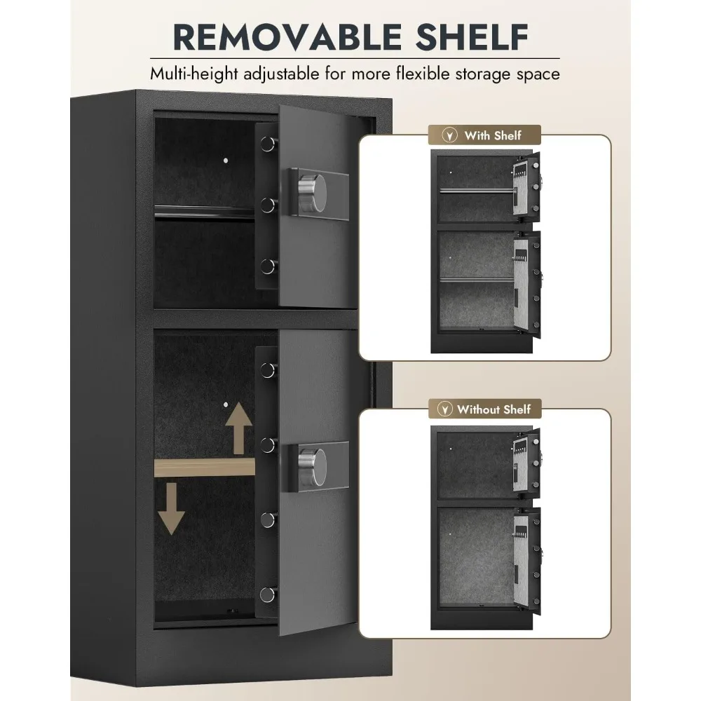 8.6 Cuft Safe Box Heavy Duty Double Door Home Safe with Fireproof Waterproof Bag,Fireproof Safes with Hidden Lock Box Security S