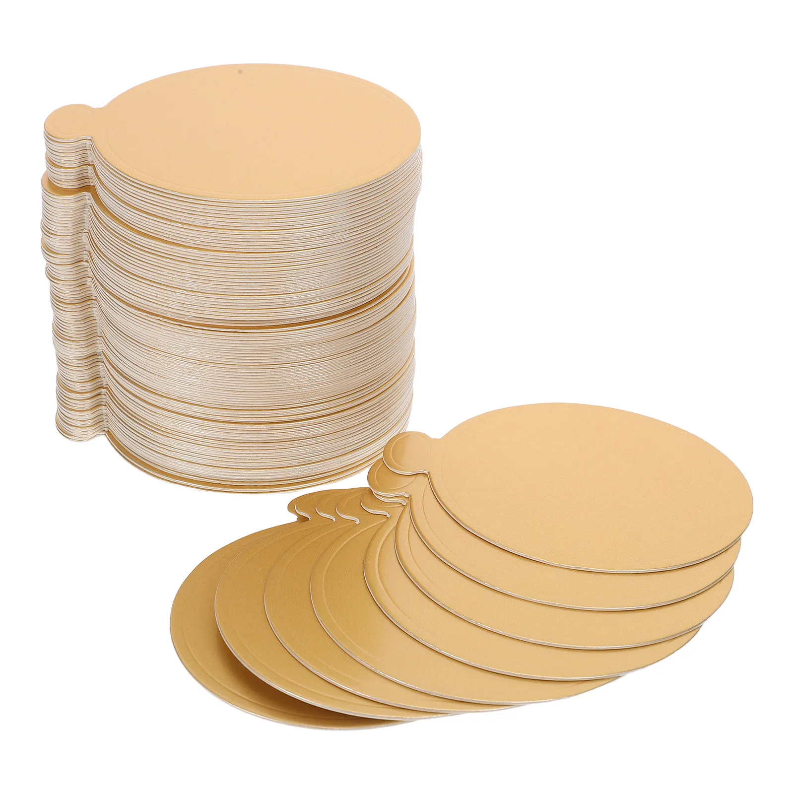 200Pcs Round Golden Mousse Cake Boards Mini Cake Base Cardboard Dessert Tray for Cupcakes Pastries Bakery Drums Elegant Display