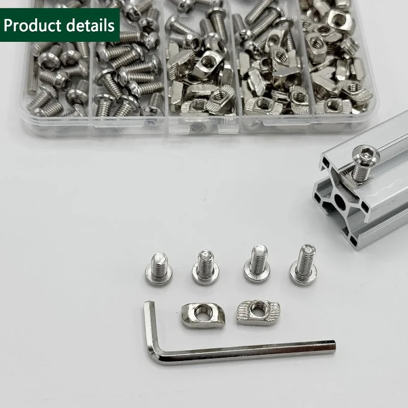 

Комплект винтов с Т-образной гайкой для экструзии алюминия 3030 3060, 60 шт. винтов с шестигранной головкой M6 и 60 шт. Т-образных гаек M5 с шестигранным ключом M6