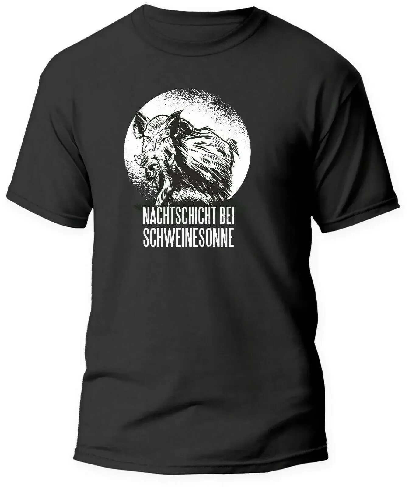 Jäger TShirt Nachtschicht Jagd Wildschwein Schweinesonne Hochsitz Hunt Men's 100% Cotton Casual T-shirts Loose Top Size S-3XL
