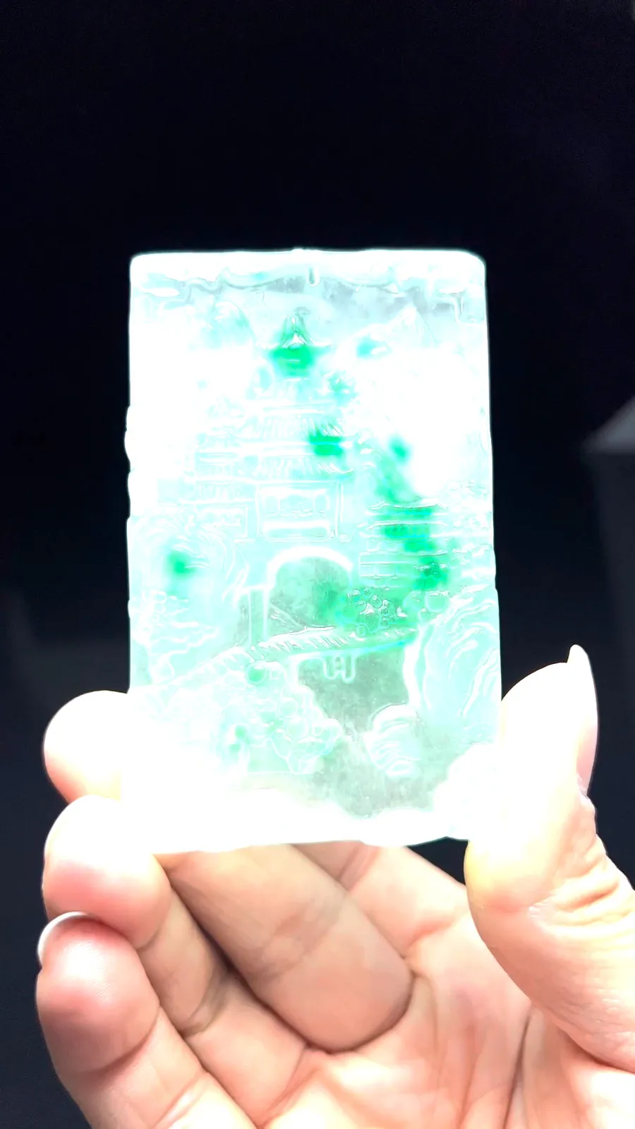 AAA Real Natural Ice Green jade Jadeite landscape amulet Pendant&Necklaces