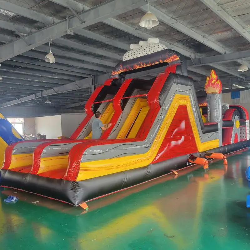 

Huge Inflatable Obstacle Challenge Jump Bounce House Slide Climb Tunnel Interactive Game for Backyard Party Commercial Rental