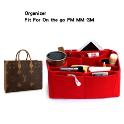 ONTHEGO-Bolsa de inserción de fieltro para mujer, organizador de bolsas de cosméticos, bolso moldeador, almacenamiento de viaje, bolso interior sobre la marcha, PM MM GM