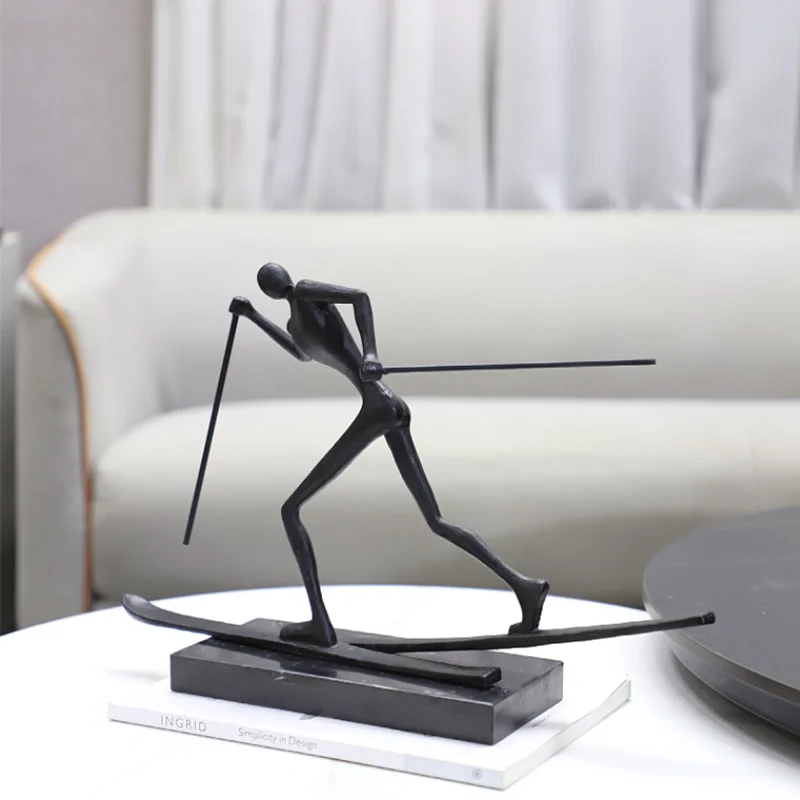 

Abstract Cast Iron Sports Figure Sculpture Ornaments, Metal Statues, Living Room and Study Rooms, Home Decoration Accessories