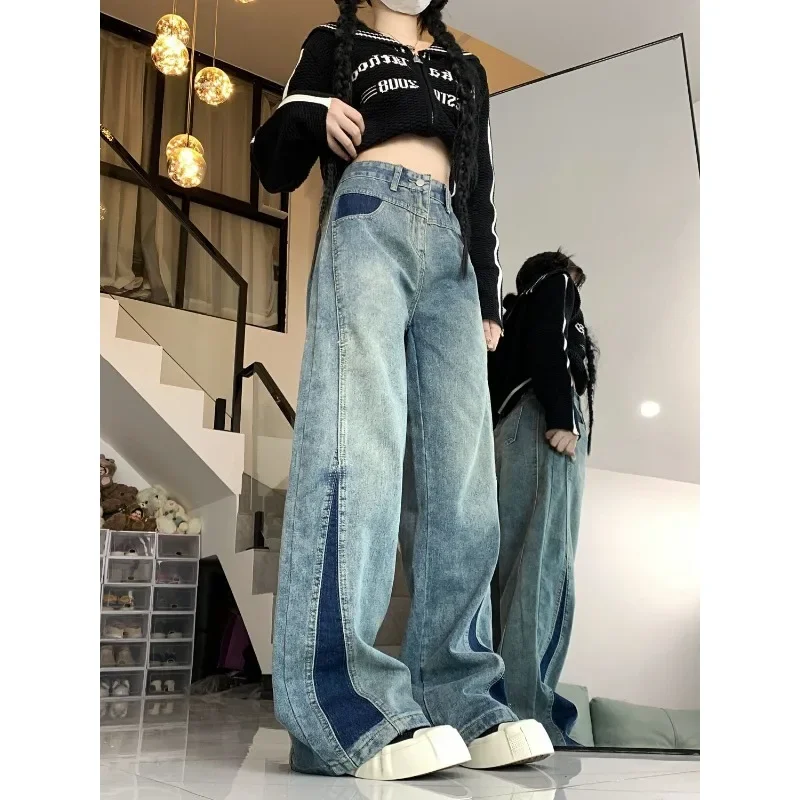 Deeptown Y2k Vintage Baggy Women Jeans Harajuku Patchwork Wide Leg Denim Pants Korean Fashion Autumn Trousers Streetwear Casual