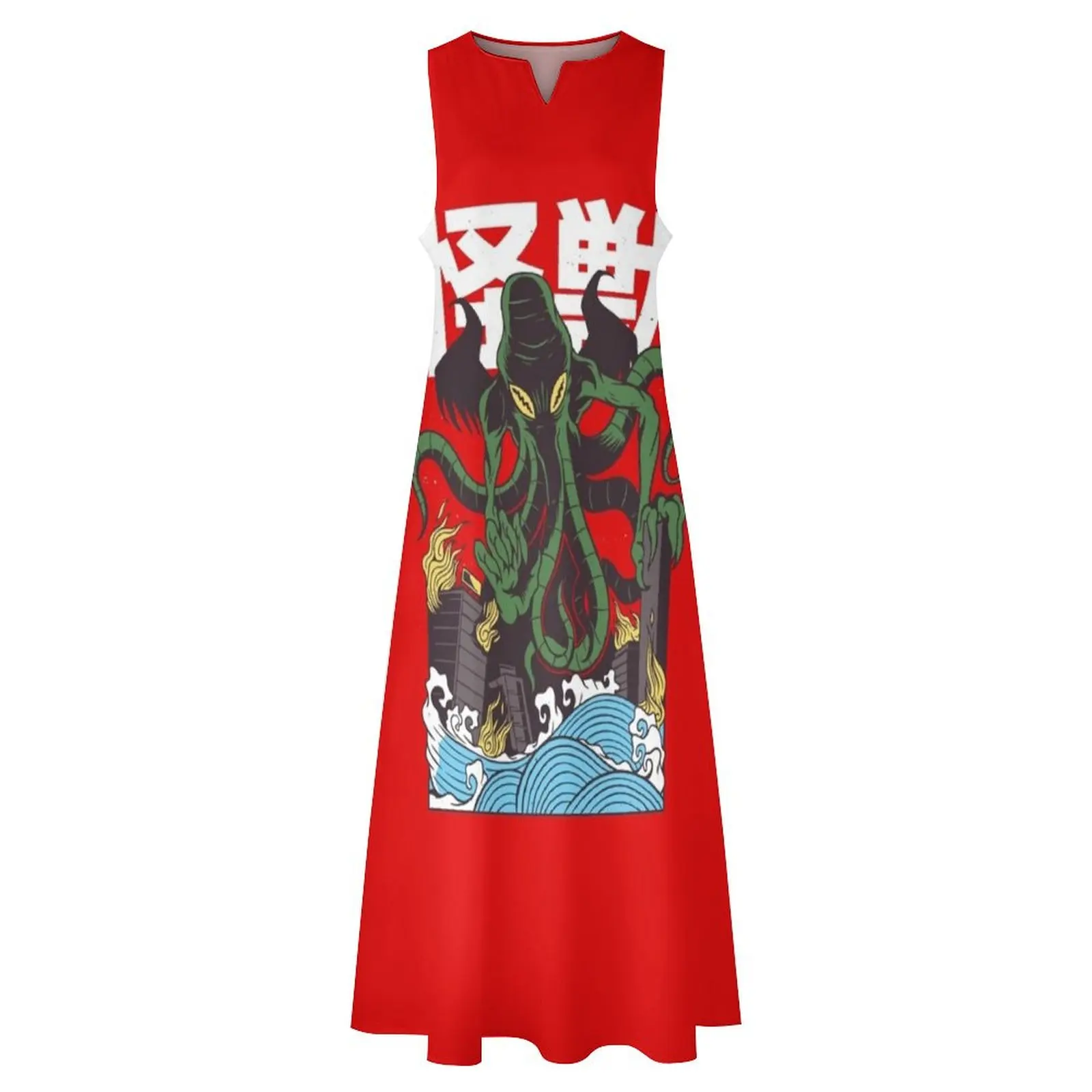 Japonês cthulhu vestido longo feminino elegante vestidos soltos vestidos femininos vestido de noite mulher cocktail de vestidos vestido