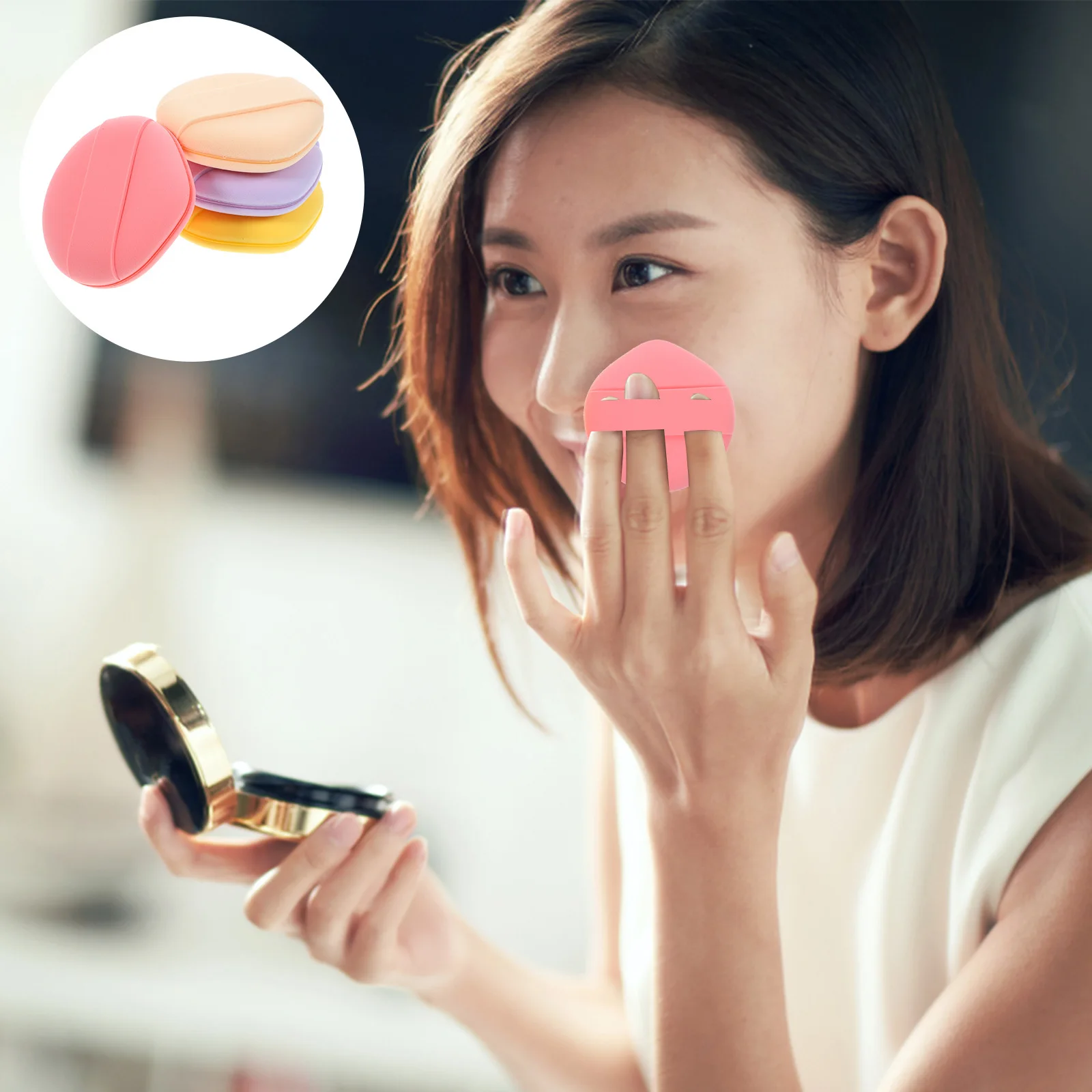 

4Pcs Round Makeup Puff Sponges Soft Powder Application Sponge for Foundation Face Blending Tool Make Up Sponges