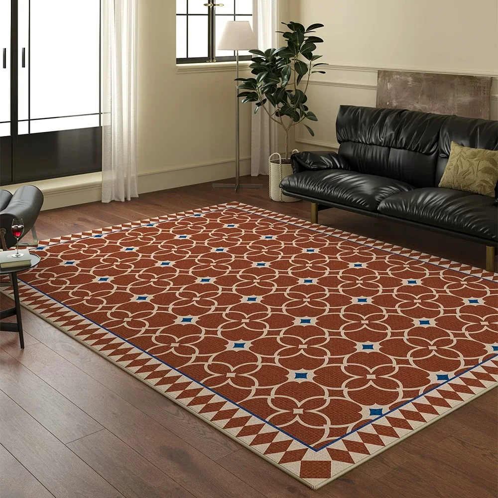 Retro Geometric Pattern Living Room Carpet Large Area Floor Mat Soft Short Plush Rug Home Decoration Bedroom Mats Tapete Sala 카펫