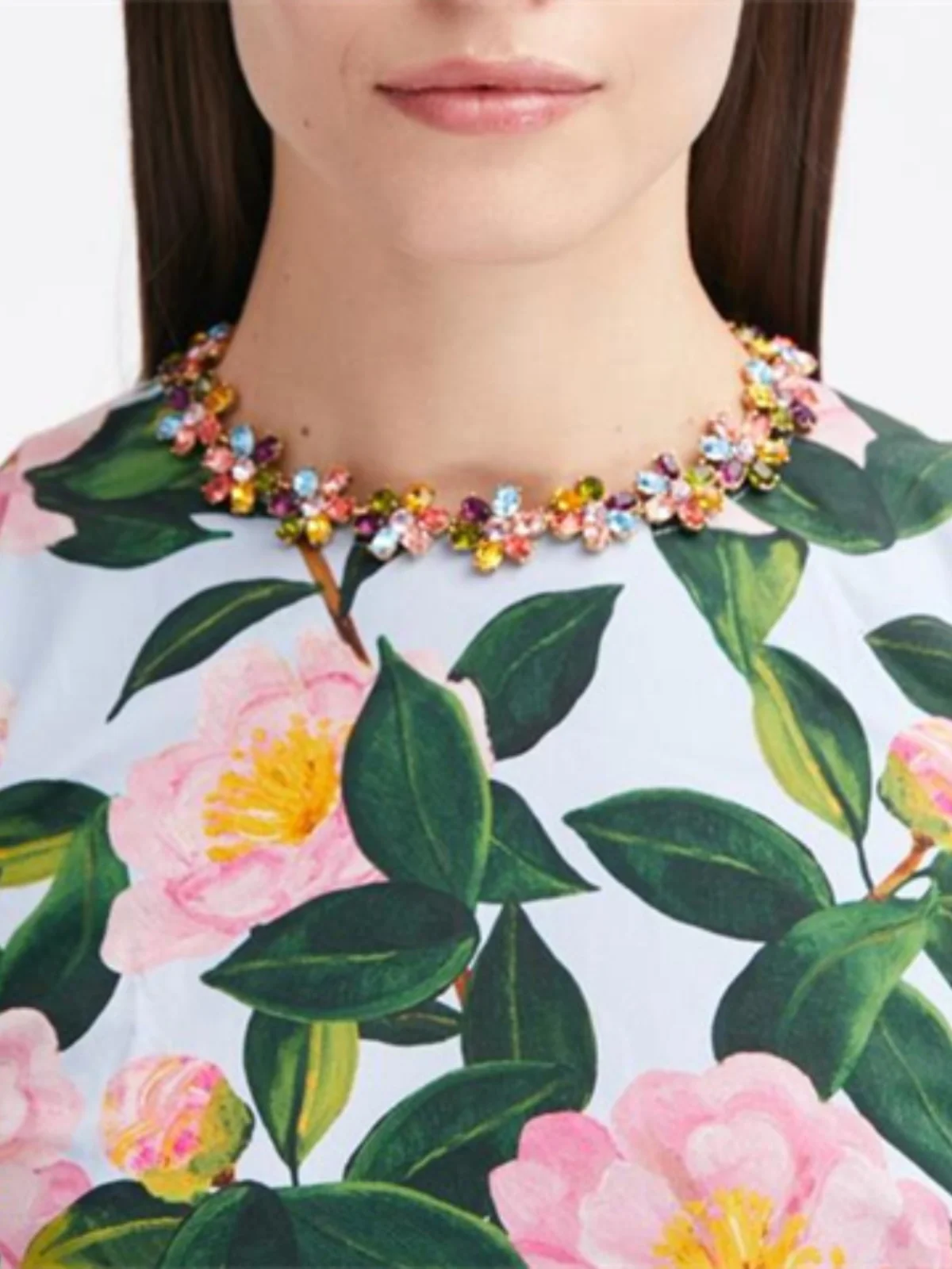 New Fashion Colorful Crystal Niche Temperament Flower Necklace for Women