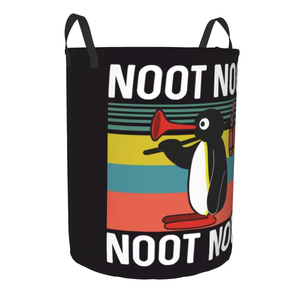 Cute Pingu Noot Noot Laundry Basket Foldable Cartoon Penguin Clothes Hamper for Baby Kids Toys Storage Bag