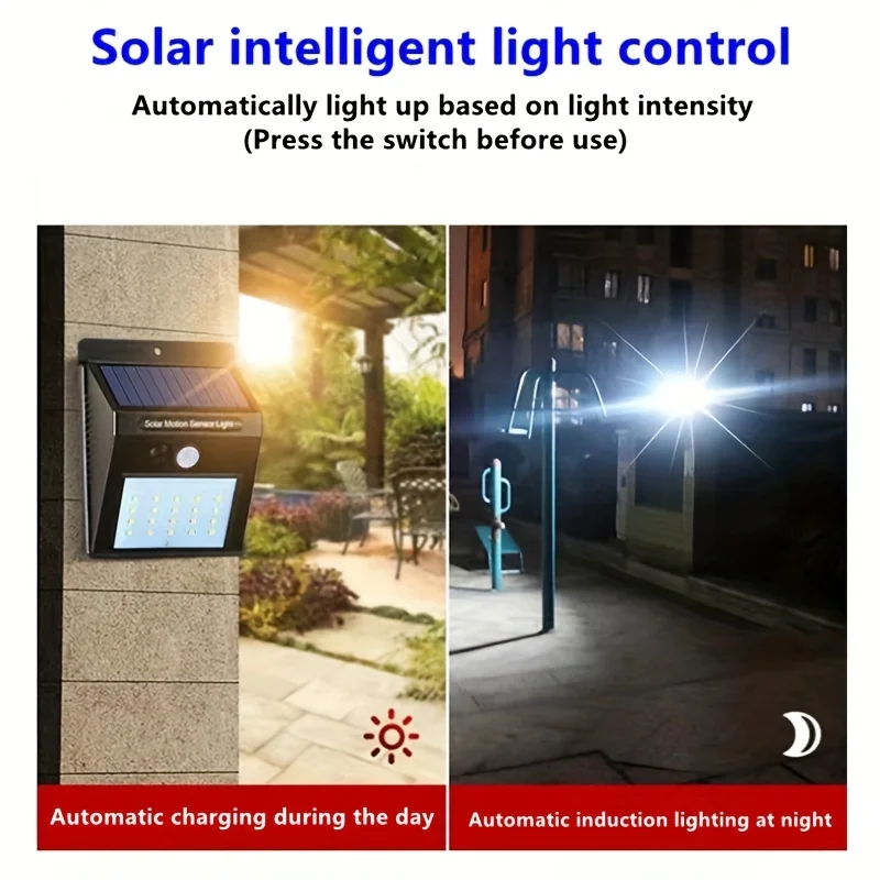 Impermeável Solar Sensor Lâmpada de parede, Luz ao ar livre, Powered Sunlight, Street Lamp, Garden Decor, 30LEDs, 20 LEDs, 1-4Pcs