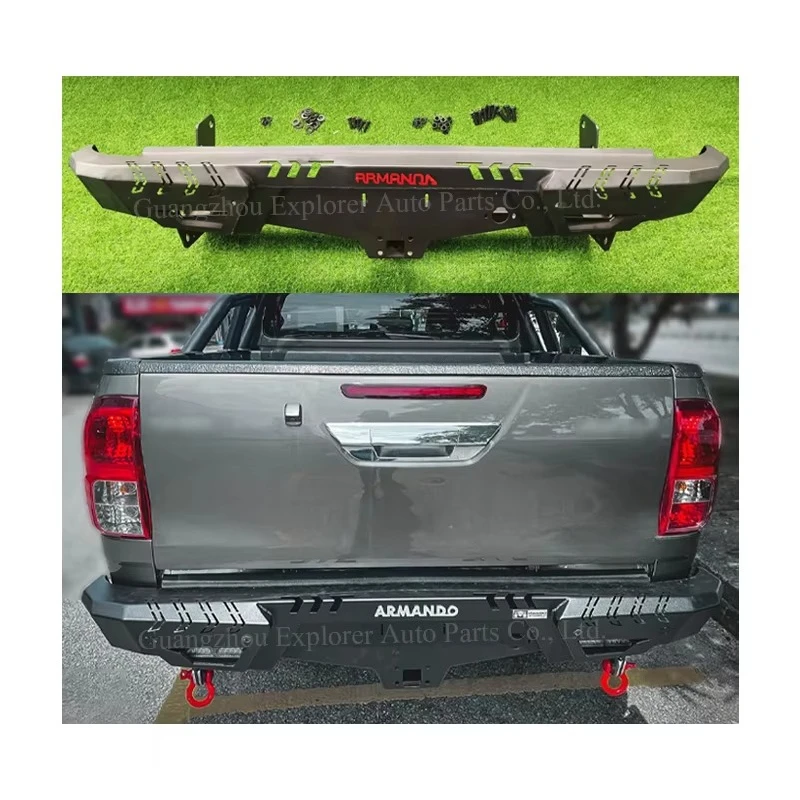 

Armando Steel Rear Back Bumper Bar for Hilux Revo Rocco Vigo 2005-2023 with Led Light Shackle Car Accessories Bumper