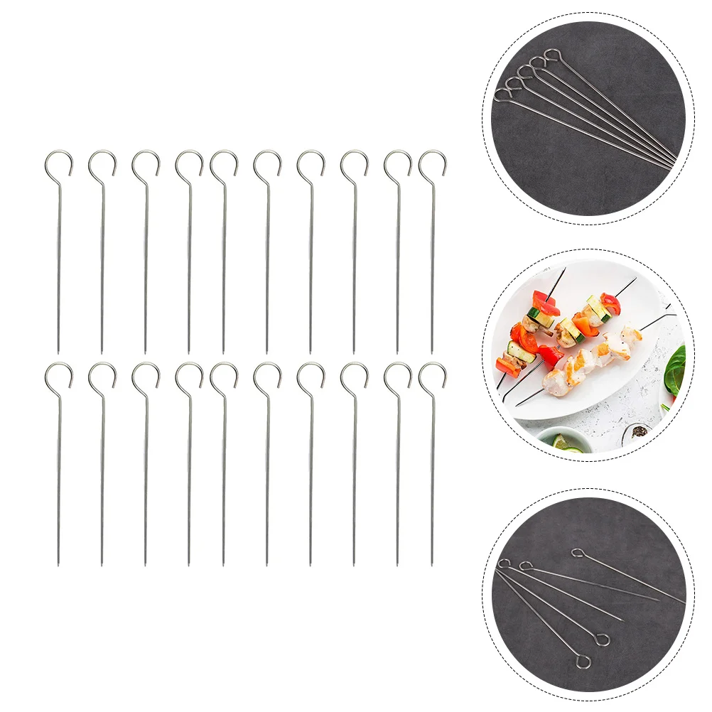 

50Pcs Metal Kabob Skewers Rust-Proof Bbq Skewers for Home Outdoor Barbecue Grilling Tools Set Metal Kabob Skewer