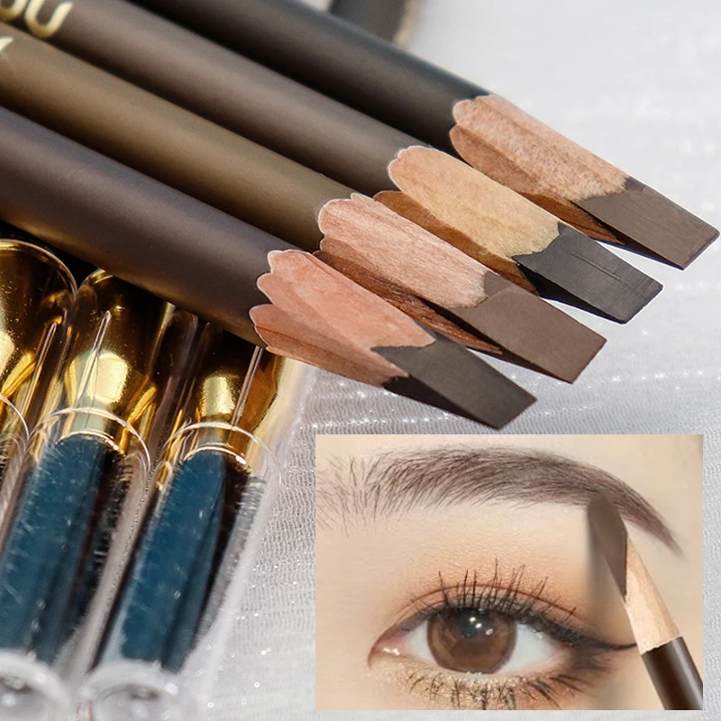 Black Brown Double Head Eyebrow Pen with Brush Natural Lasting No Blooming Professional Outlining Wild Brow Eyebrow Pen Cosmetic