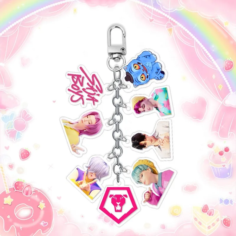 2.5cm/0.98in Kpop Witch Hunters Saja Boys Acrylic Keychain Anime Peripherals Ornaments Collection Birthday Gift for Girl Boys