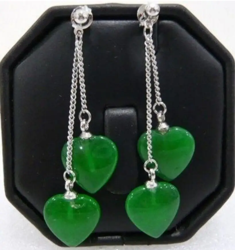 

Noblest Jewelry Heart Shape green Jades Earings