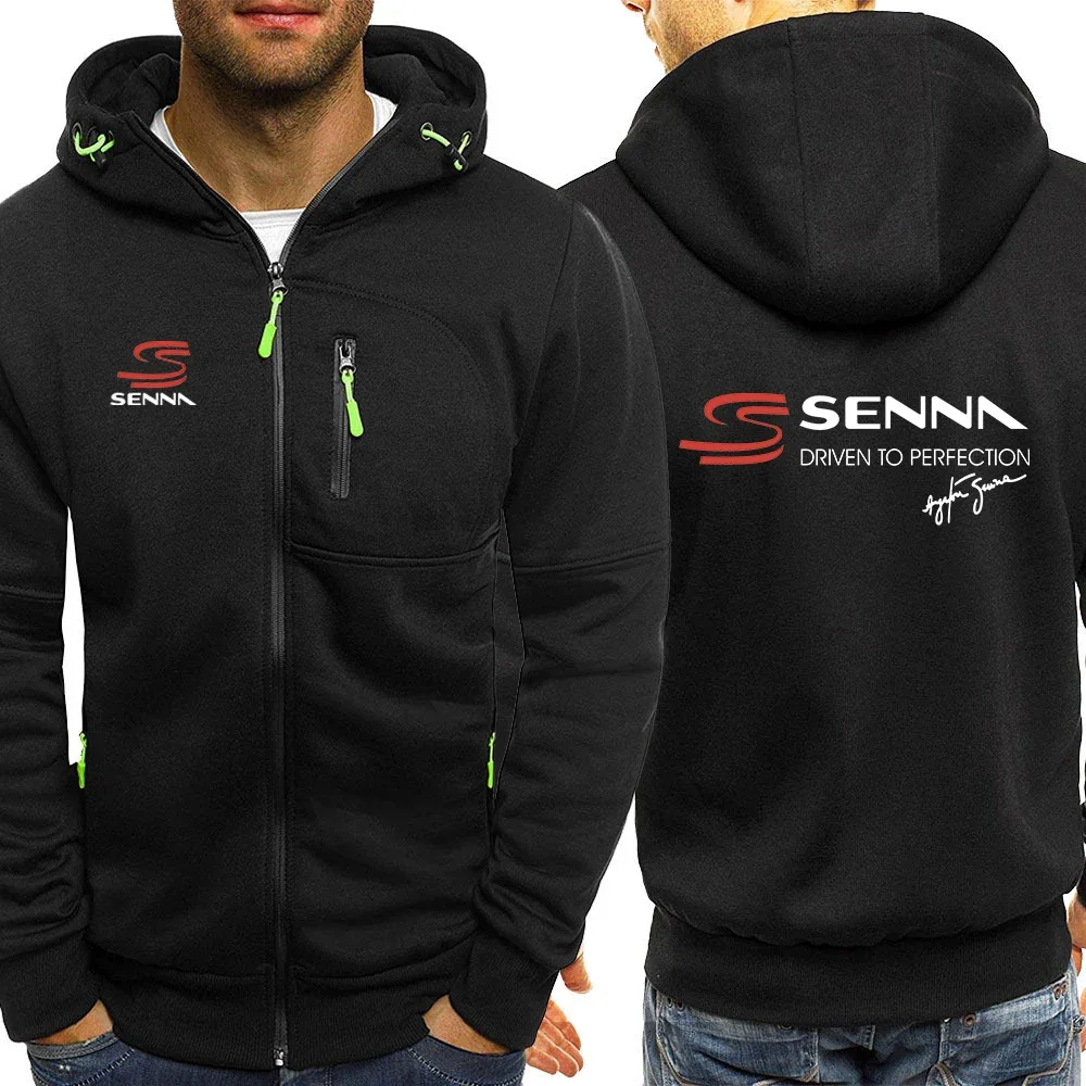 2024 New Ayrton Senna Men's Spring and Autumn Printed Tri-color cotton-padded jacket Warm Leisu Fashion Zipper Comfortable Tops