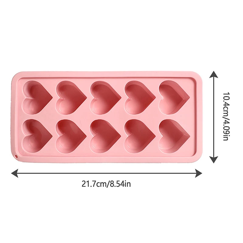 1 Piece Of Pink Love Ice Grid With 10 Holes, Valentine's Day Heart-shaped Ice Grid Mold, Silicone Ice Mold image 6