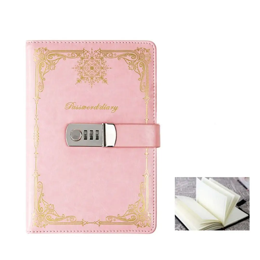 Notatnik z PU skóry z zamkiem, twarda okładka A5, 100 kartek, dziennik, notes do pisania, papier w linie, retro, zamykany na klucz, sekretny dziennik.