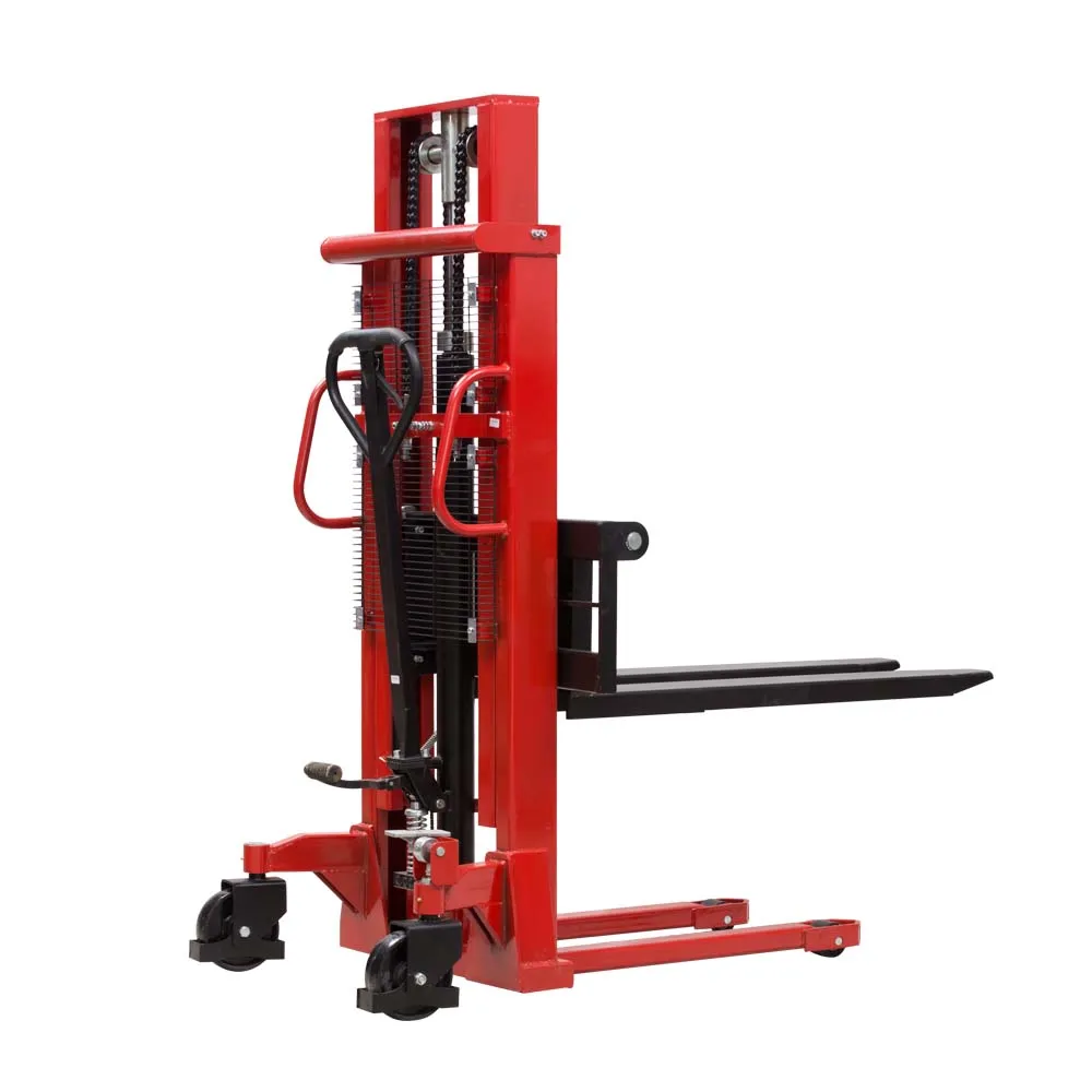 Manual lift 1.5t 2 tons full pallet jack stacker with adjustable lift fork 1500 kg lift 3.5 meters hand-held forklift