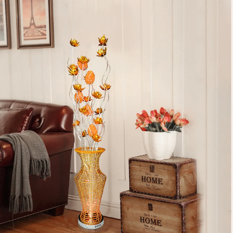 WPD Nordic Golden Floor Lamp Modern Art Flower Iiving Room Sofa Bedroom  Wedding LED Originality Decorative Standing Light