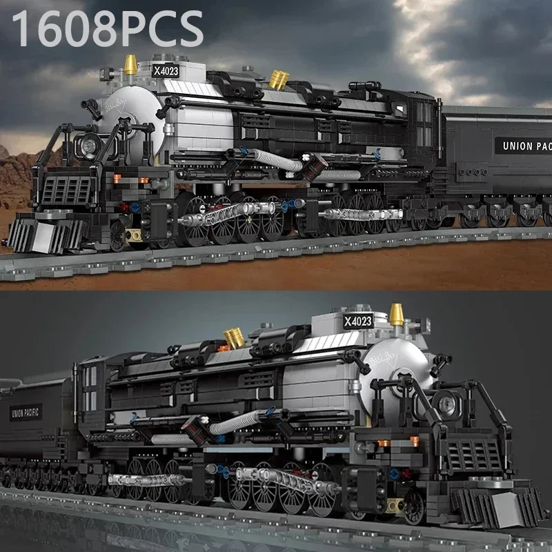 

1608PCS Steam Train Building Blocks The Union Pacific Big Boy Train City Railway Assemble Model Bricks Kid Toys Holiday Gifts