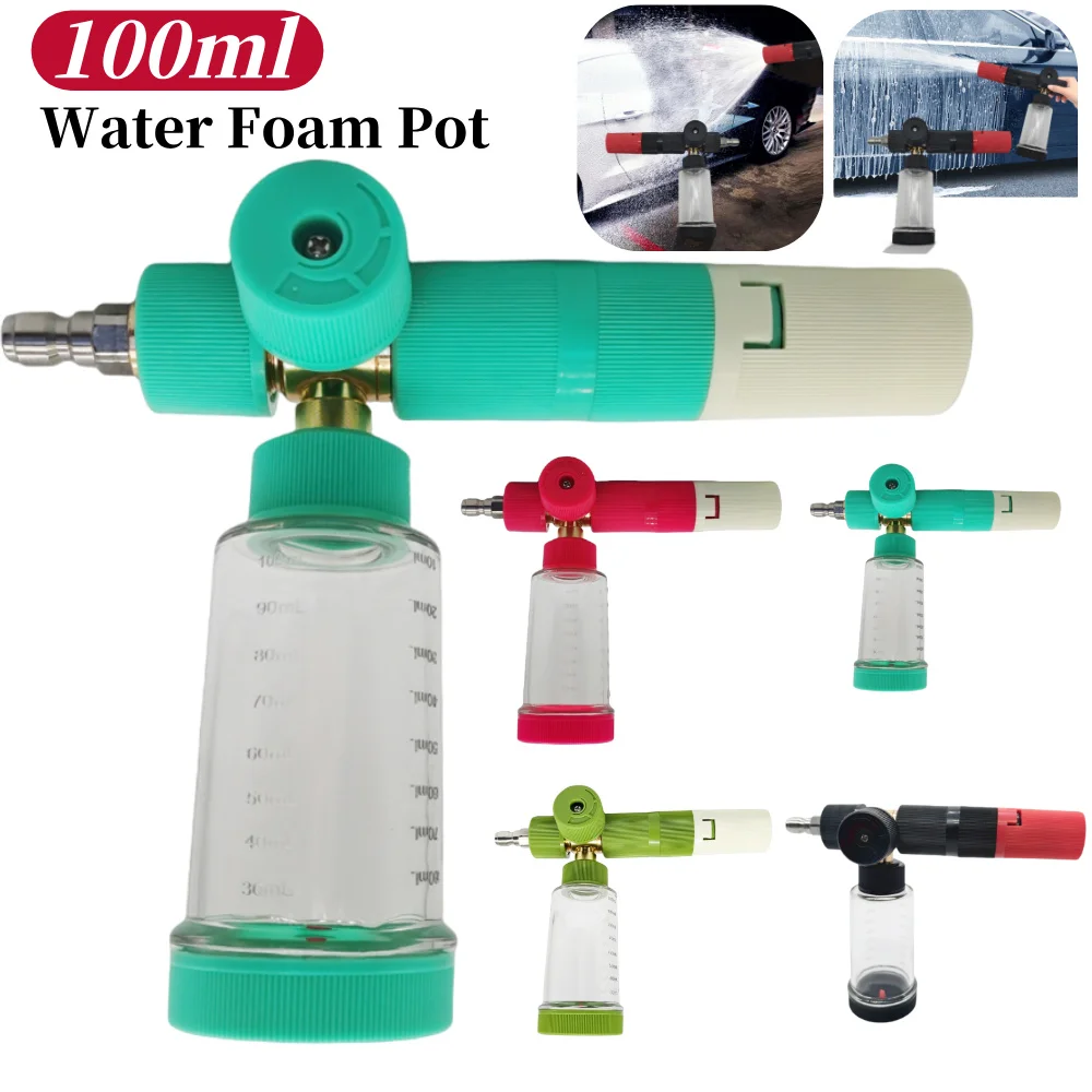 

100 мл горшок для пены с водой и быстроразъемным разъемом 1/4 дюйма, распылитель для мыльной пены, регулируемый пистолет для мойки высокого давления для автомойки