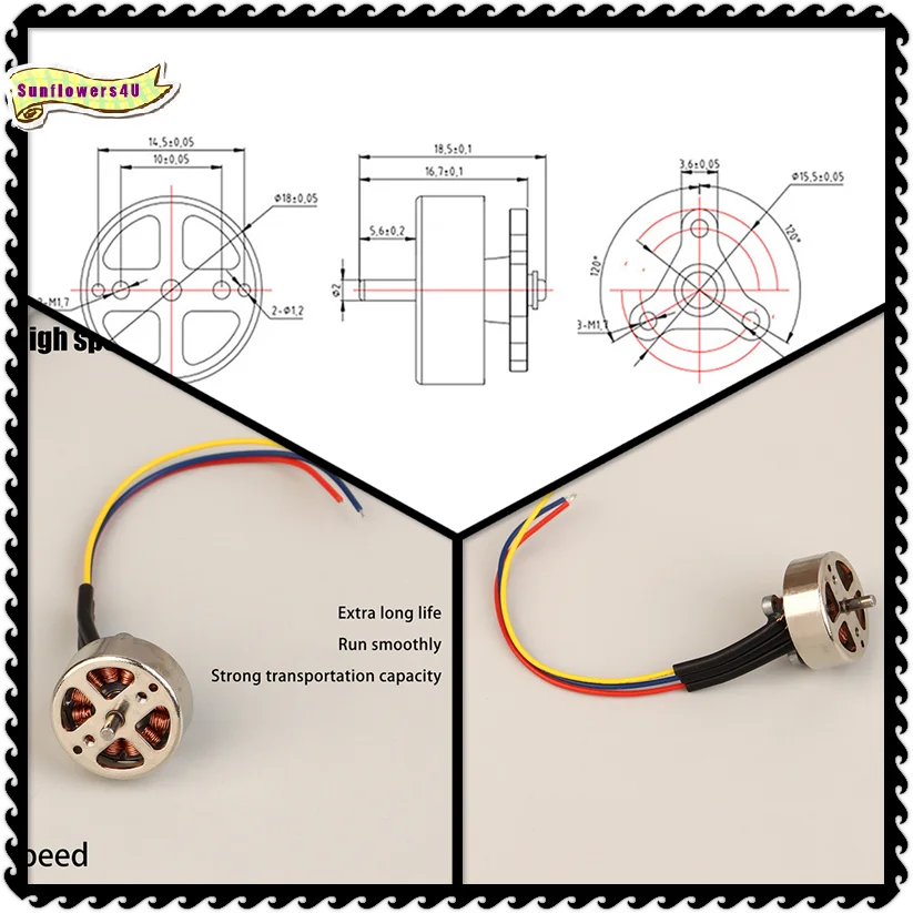 1S-2S 3.7V 7.4V 15000KV Tiny 14mm 3-phase Brushless Motor High Speed Engine 1.5mm Shaft For RC Drone Fan Radiator Motor