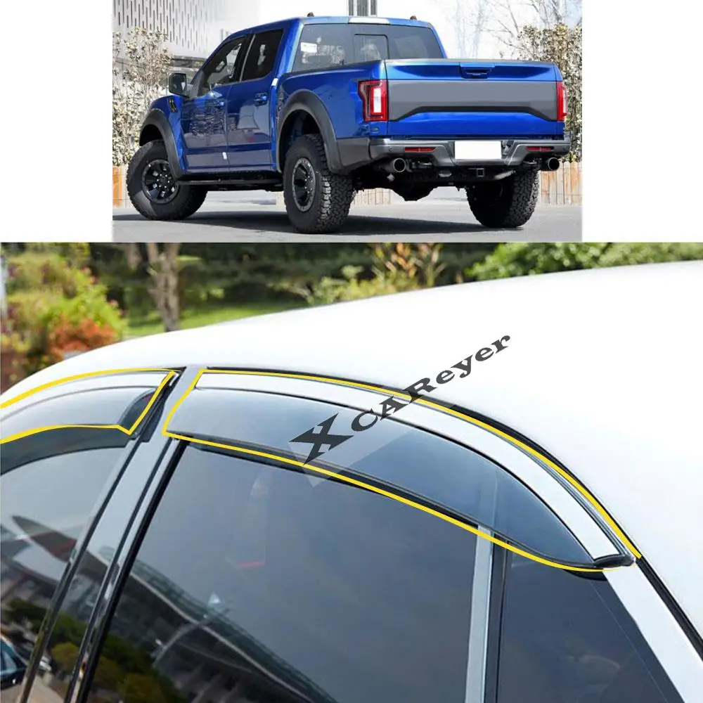 

For Ford F150/RAPTOR 2015 2016 2017 2018 2019 2020 2021 Car Styling Sticker Plastic Window Glass Wind Visor Rain/Sun Guard Vent