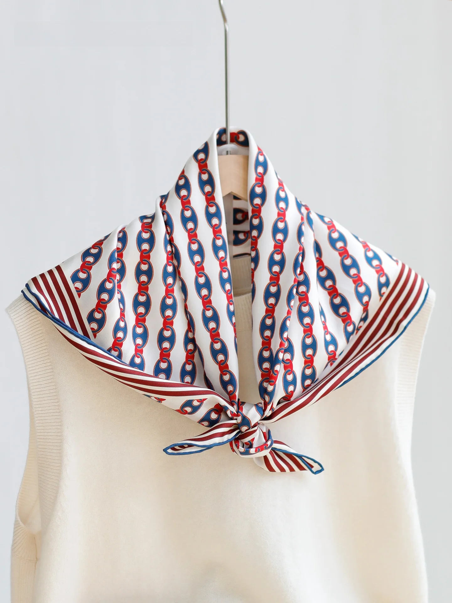 blue-silk-scarf-women's-elegant-neck-scarf-versatile-63cm-slant-pattern-silk-square-scarf-fashionable-korean-style-spring-summer