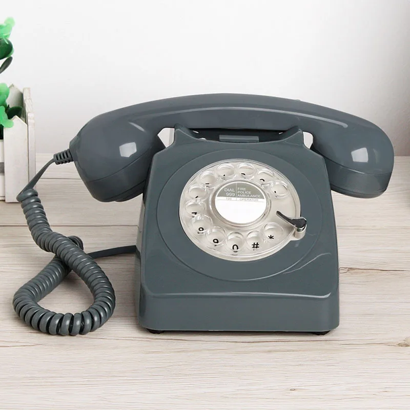 Retro Rotary Dial Telephone with Redial From the 1980s, Retro Wired Landline for Home Office Antique Desk Phone Landline