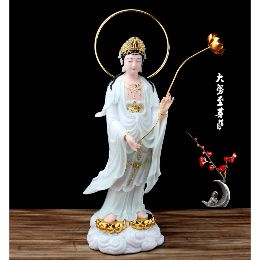 

48CM large Buddhism figure jade Goddess Mahasthamaprapta Guanyin GOD buddha Asia HOME protection Prosperity FENG SHUI statue
