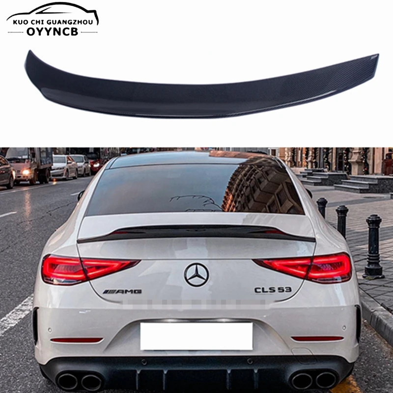 For Mercedes-Benz CLS W257 PSM Style Carbon Fiber Rear Spoiler Trunk Wing 2018-2023 FRP black Forged Carbon